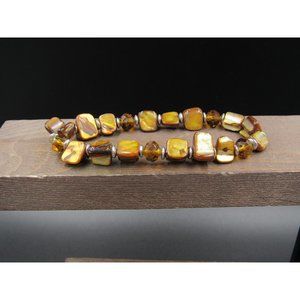 7 Inch Brown Yellow  Genuine Shells Expandable Bracelet